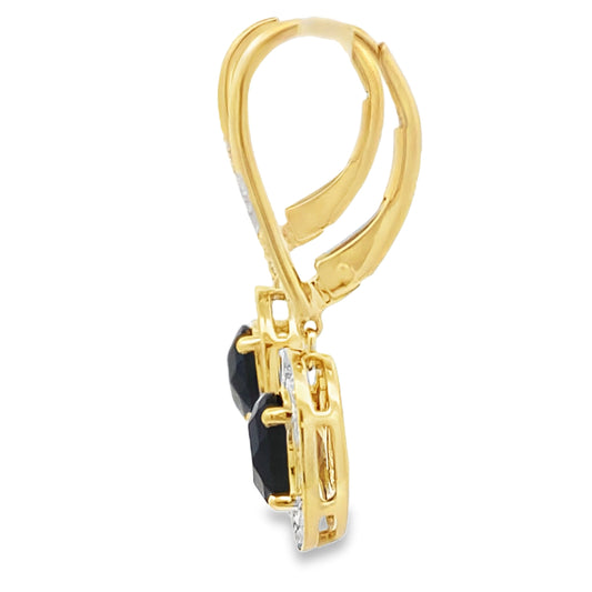 1.05ct Onyx Diamond Dangle Earrings 10KT Yellow Gold