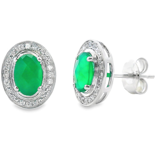 1.12ct Chalcedony Diamond Earrings 10KT White Gold
