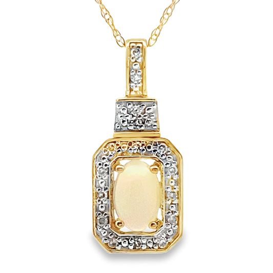 .06ct Opal Diamond Fashion Pendants 10KT Yellow Gold