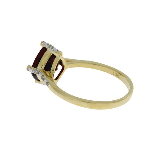 1.25ct Garnet Diamond Ring 10KT Yellow Gold