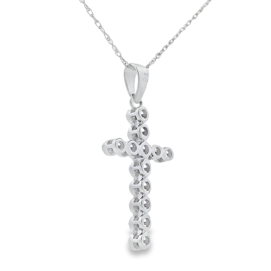 .12ct Diamond Cross Religious Pendant 14KT White Gold