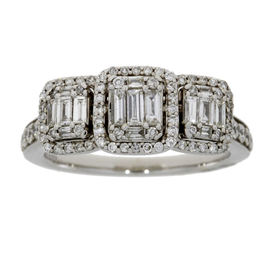 1.00ct Diamond 3 Stone Ring 14KT White Gold