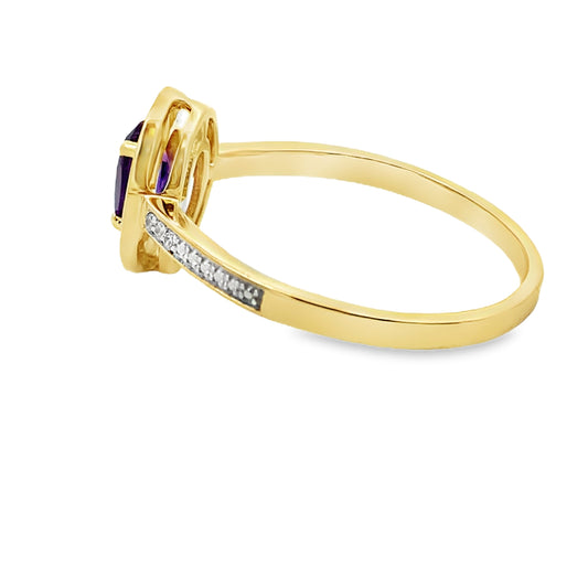 .48ct Amethyst Diamond Ring 10KT Yellow Gold