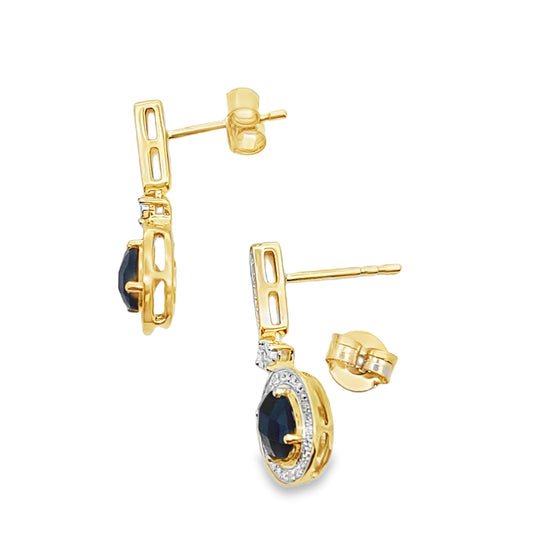1.06ct Onyx Diamond Dangle Earrings 10KT Yellow Gold