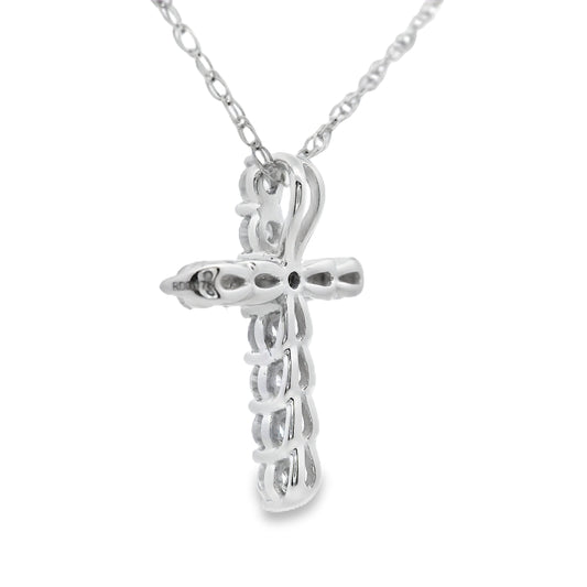 .19ct Diamond Cross Religious Pendant 14KT White Gold