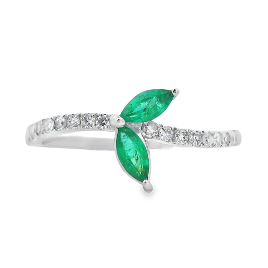 .29ct Emerald Diamond Ring 14KT White Gold