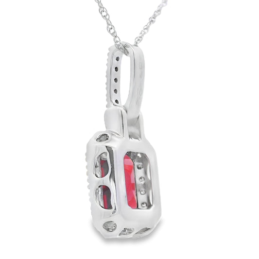 1.31ct Garnet Diamond Fashion Pendants 10KT White Gold