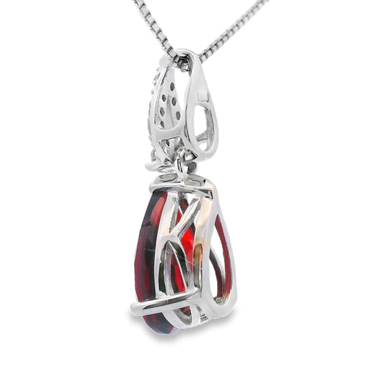 1.38ct Garnet Diamond Fashion Pendants 10KT White Gold