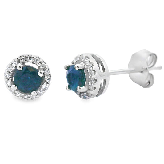 .50ct Sapphire Diamond Stud Earrings 10KT White Gold