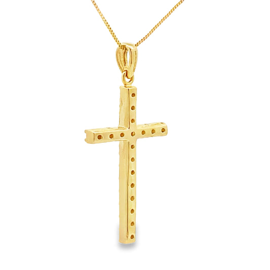 .25ct Diamond Cross Religious Pendant 14KT Yellow Gold
