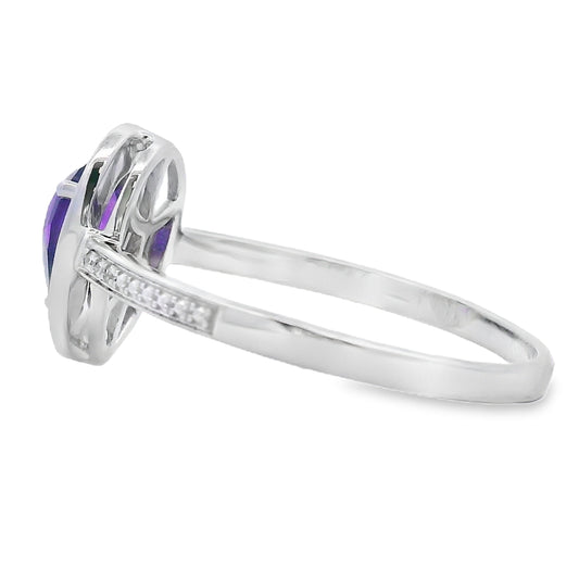 .42ct Amethyst Diamond Ring 10KT White Gold