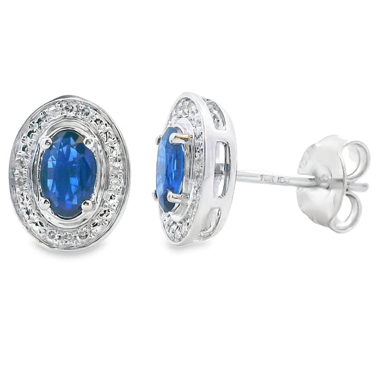 .61ct Sapphire Diamond Earrings 10KT White Gold