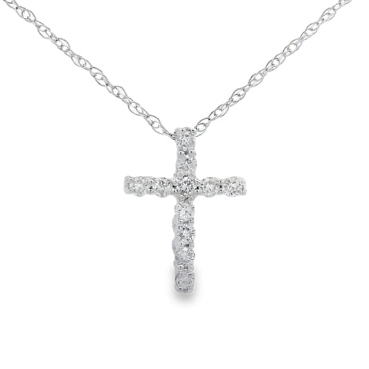 .12ct Diamond Cross Religious Pendant 10KT White Gold
