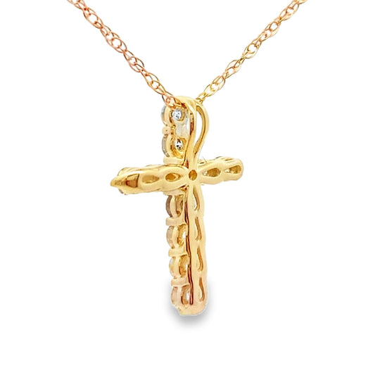.19ct Diamond Cross Religious Pendant 14KT Yellow Gold