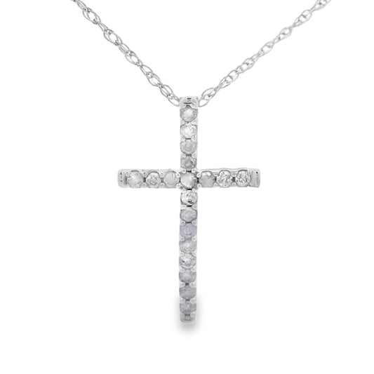 .10ct Diamond Cross Religious Pendant 14KT White Gold