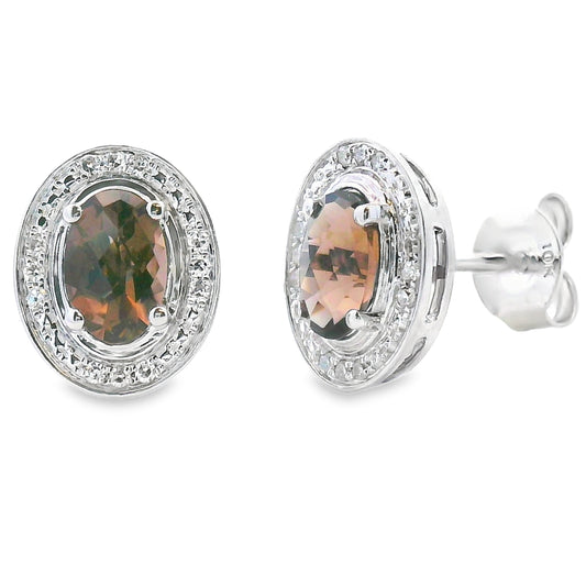.85ct Quartz Diamond Earrings 10KT White Gold