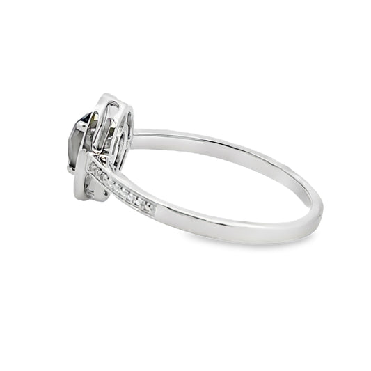 Genuine .55ct Onyx Diamond Ring 10KT White Gold