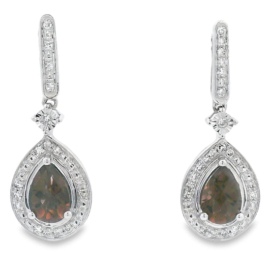 .84ct Quartz Diamond Dangle Earrings 10KT White Gold