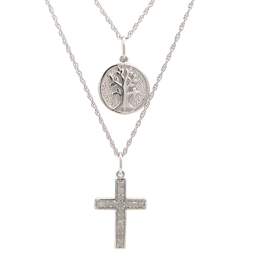 .20ct Diamond Cross Religious Pendant Sterling Silver