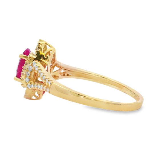 1.26ct Ruby Diamond Ring 14KT Yellow Gold
