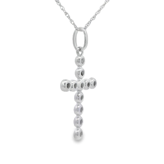 .15ct Diamond Cross Religious Pendant 14KT White Gold