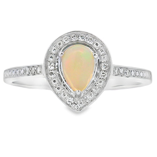 .30ct Opal Diamond Ring 10KT White Gold