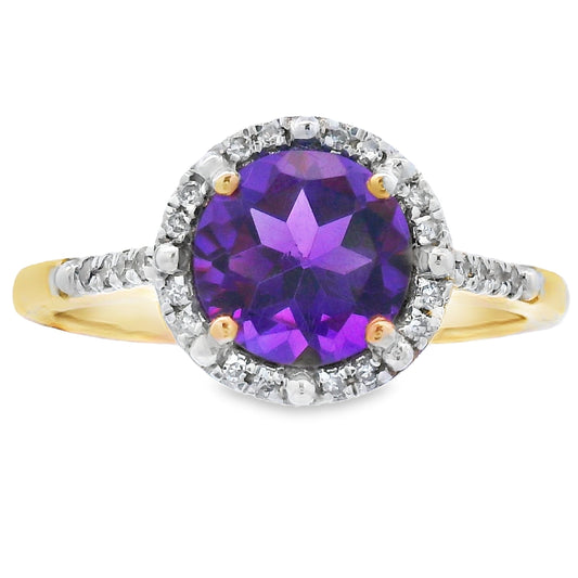 1.35ct Amethyst Diamond Ring 10KT Yellow Gold