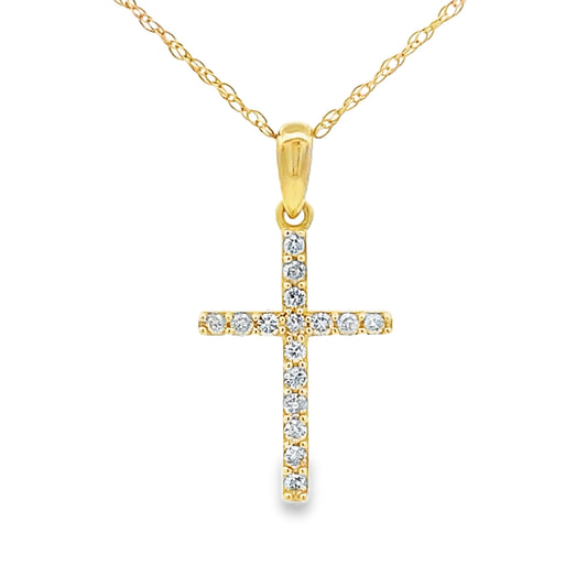 .11ct Diamond Cross Religious Pendant 14KT Yellow Gold
