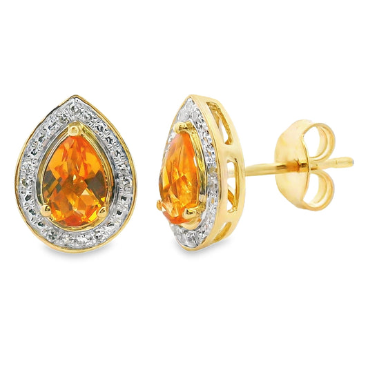 .89ct Citrine Diamond Dangle Earrings 10KT Yellow Gold