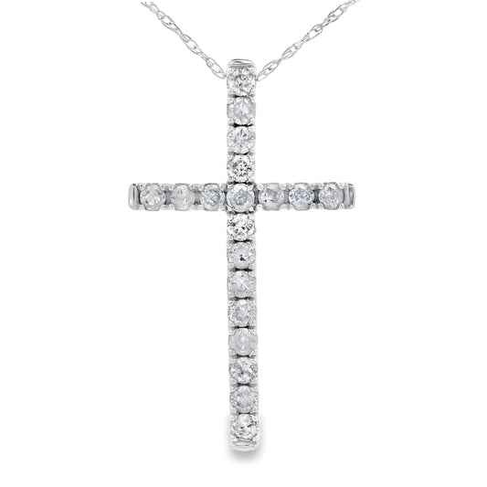 .33ct Diamond Cross Religious Pendant 14KT White Gold