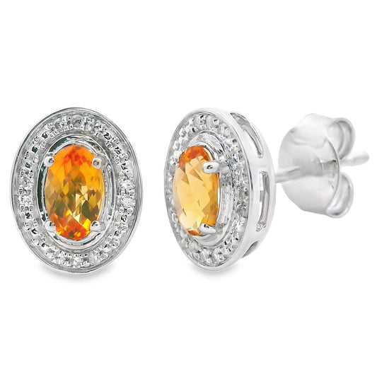 .57ct Citrine Diamond Earrings 10KT White Gold
