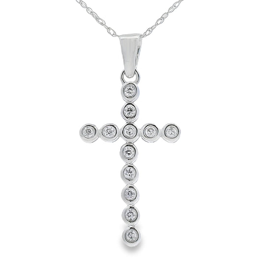 .12ct Diamond Cross Religious Pendant 14KT White Gold