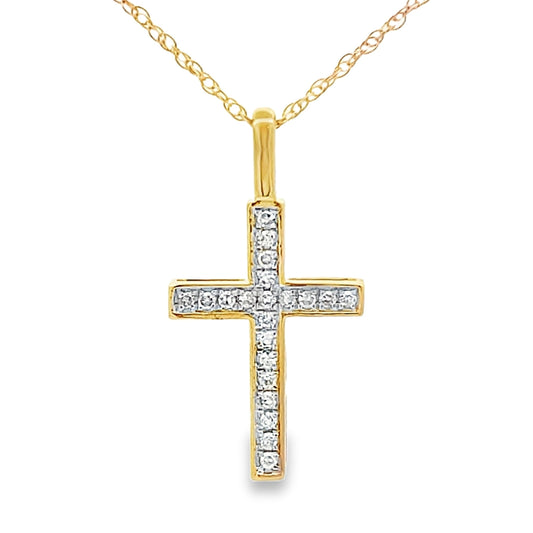 .07ct Diamond Cross Religious Pendant 10KT Yellow Gold