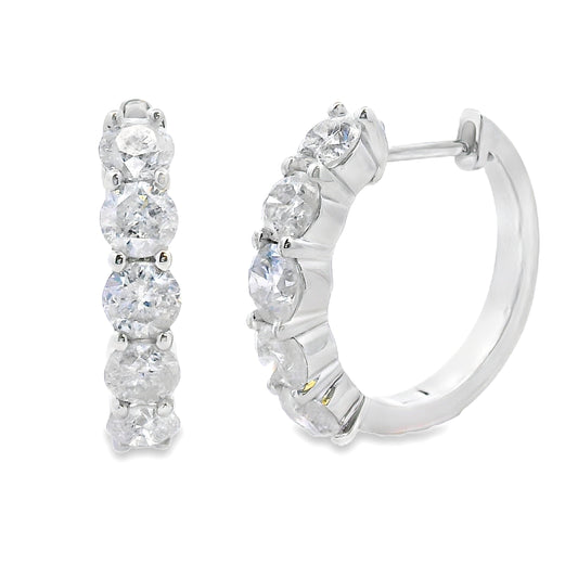 2.00ct Diamond Hoop Earrings 14KT White Gold