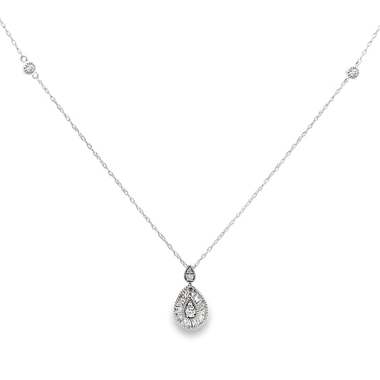 Genuine .32ct Diamond Fashion Pendants 14KT White Gold