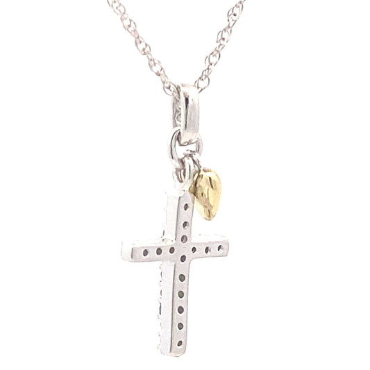 .15ct Diamond Cross Religious Pendant Sterling Silver