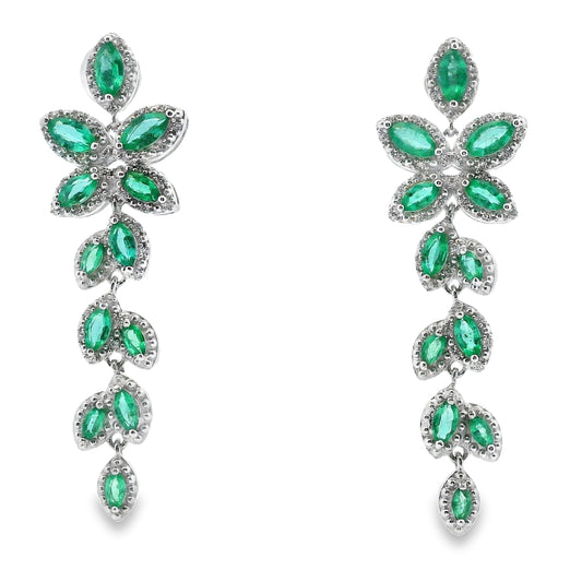 2.02ct Emerald Zircon Dangle Earrings Sterling Silver