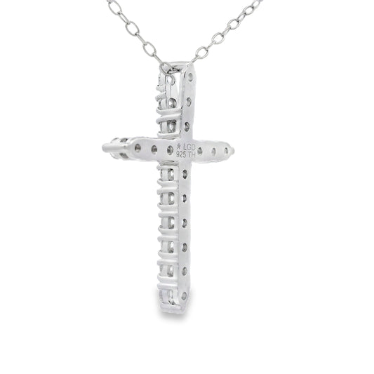 Genuine .65ct Cross Religious Pendant Sterling Silver