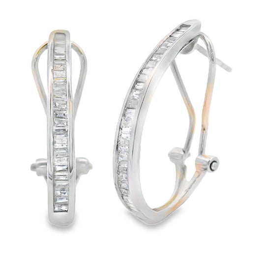 .50ct Diamond Hoop Earrings 14KT White Gold