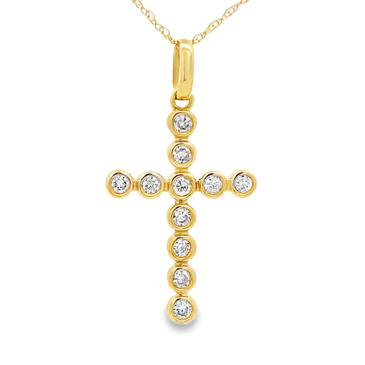 .31ct Diamond Cross Religious Pendant 14KT Yellow Gold