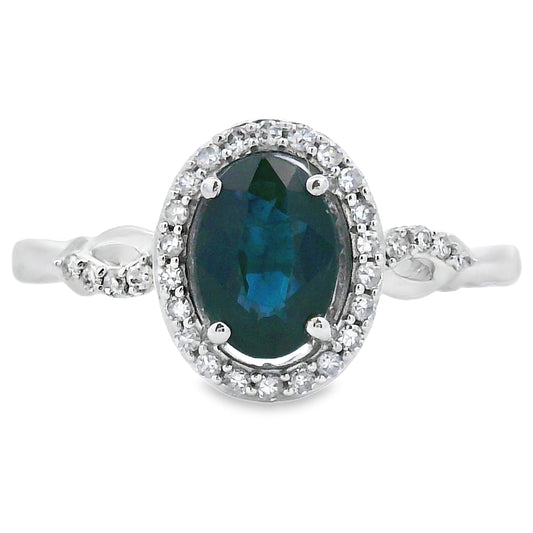 1.07ct Sapphire Diamond Ring 10KT White Gold