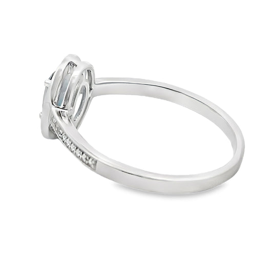.63ct London Blue Topaz Diamond Ring 10KT White Gold