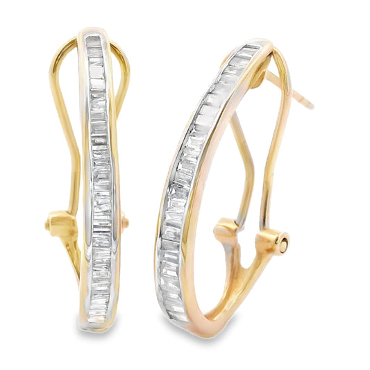 .50ct Diamond Hoop Earrings 14KT Yellow Gold