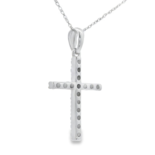 .25ct Diamond Cross Religious Pendant 14KT White Gold