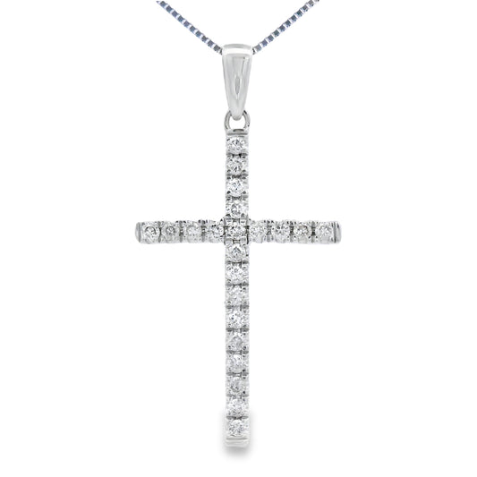 .21ct Diamond Cross Religious Pendant 14KT White Gold