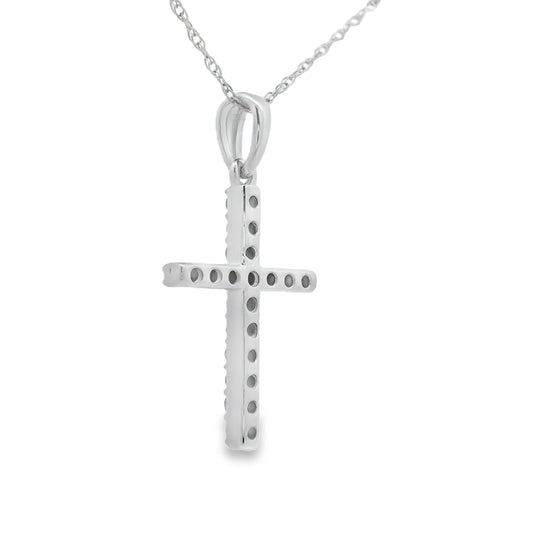 .19ct Diamond Cross Religious Pendant 14KT White Gold