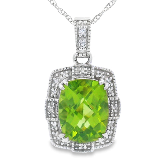 2.03ct Peridot Diamond Fashion Pendants 10KT White Gold