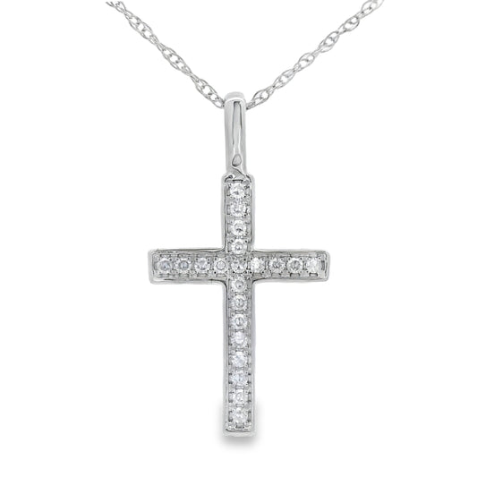 .07ct Diamond Cross Religious Pendant 10KT White Gold