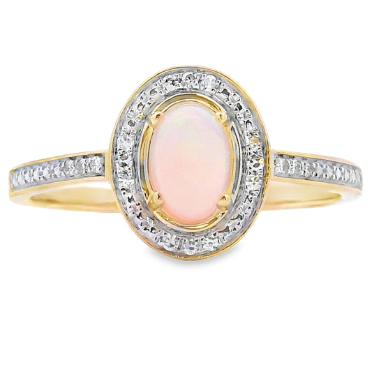 Genuine .36ct Opal Diamond Ring 10KT Yellow Gold