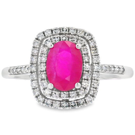 1.29ct Ruby Diamond Ring 10KT White Gold